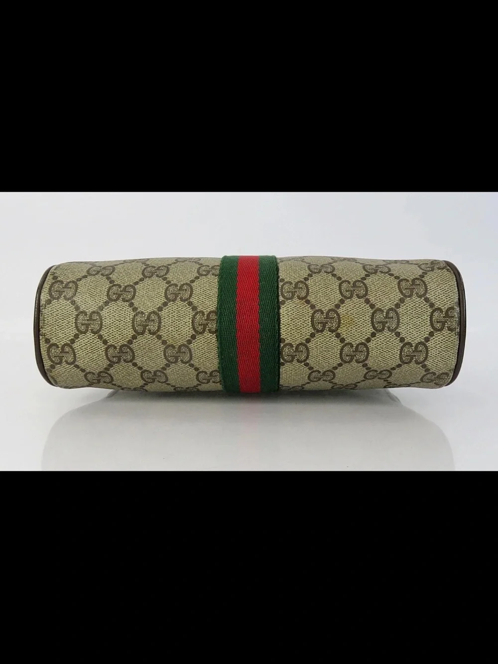 Gucci Brown GG Canvas Toiletry Pouch with Green and Red Web Stripe